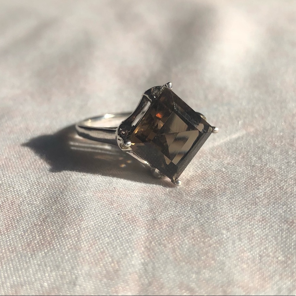 Brown Smoky Quarts Sterling Silver Ring